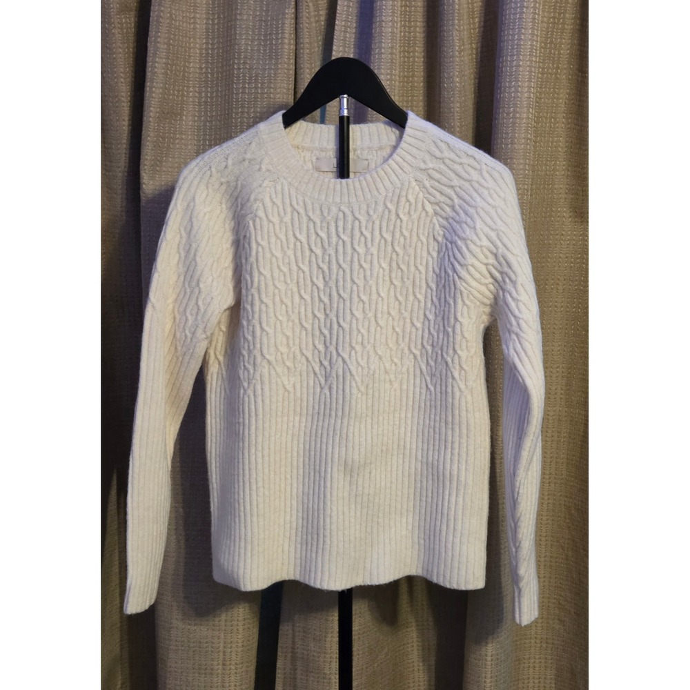 Loft Cable Knit Mock Neck Long Sleeve Sweater‎ Women's Size Small White